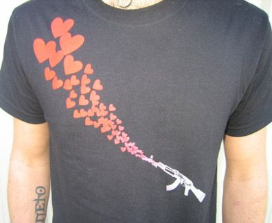 AK-47 to Hearts Peace Protest Anti-War Gun Control T-Shirt
