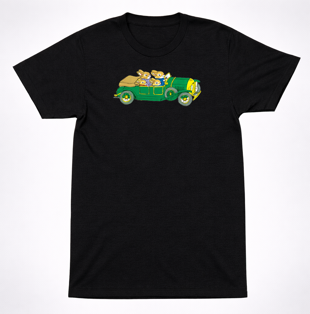 Richard Scarry Rabbit Family Car Shirt Kids Book Cartoon Bunny Car Tee