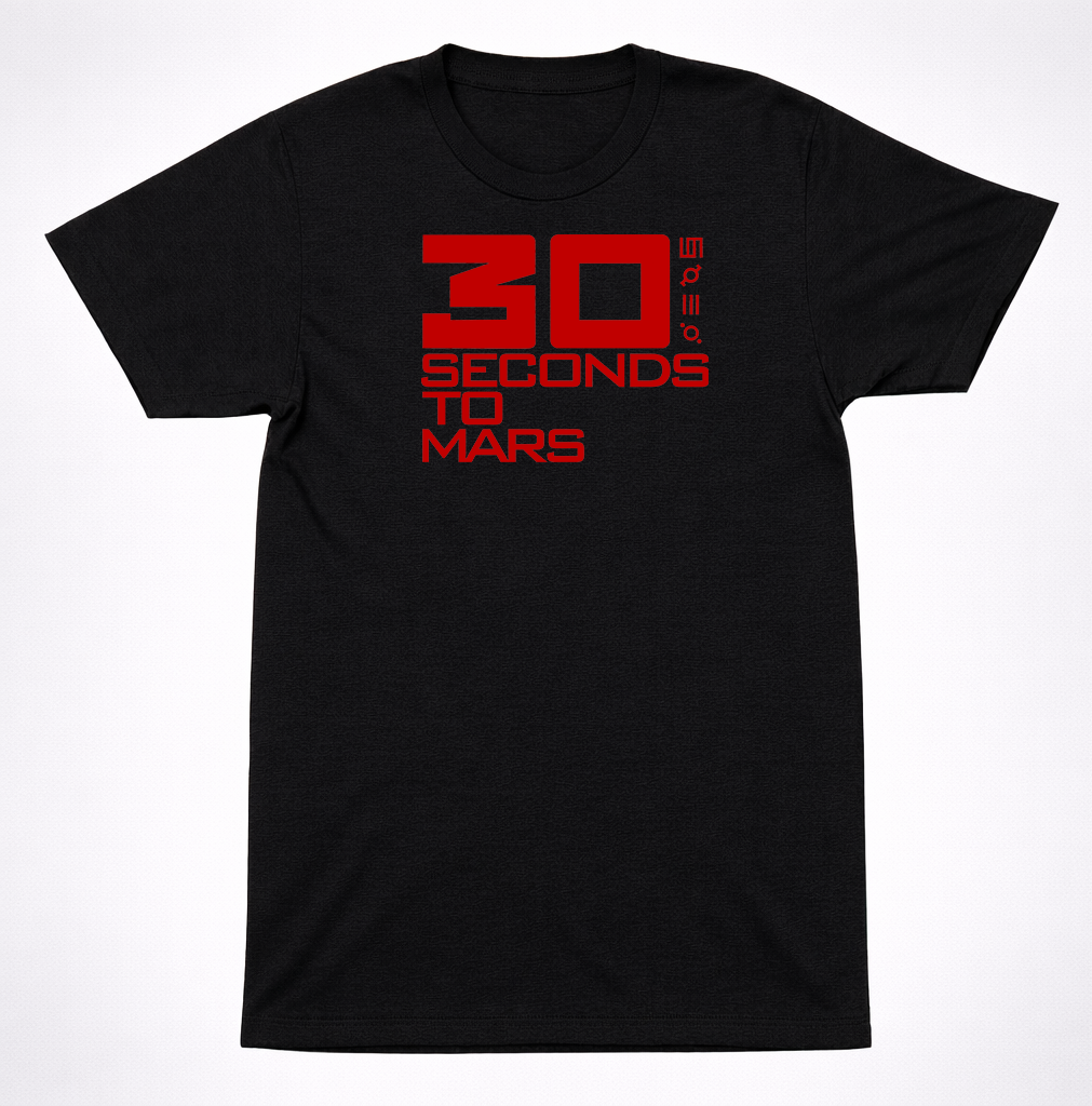 Thirty Seconds to Mars Logo T-Shirt – Red Text Rock Band Tee Black