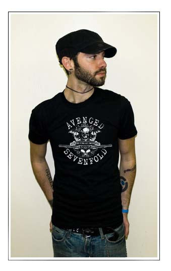 AVENGED SEVENFOLD SKULL GUNS rock concert glam SHIRT