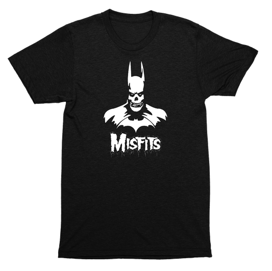 Batman Misfits Parody Skull Punk Rock Graphic Tee Unisex Black SHIRT
