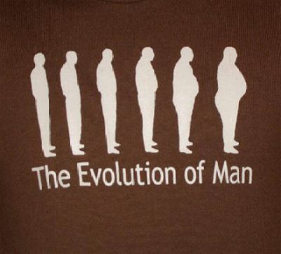 EVOLUTION OF MAN funny fat weight lazy humor BRW SHIRT