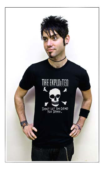 EXPLOITED SKULL GRIND YOU DOWN punk band rock BW SHIRT