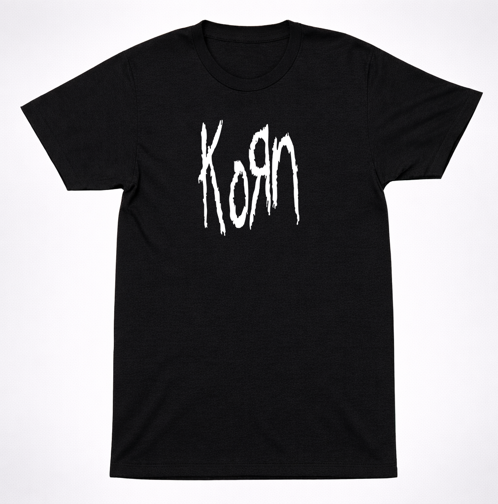 Korn Vintage Scratch Logo T-Shirt Black Nu Metal Band Graphic Unisex Tee
