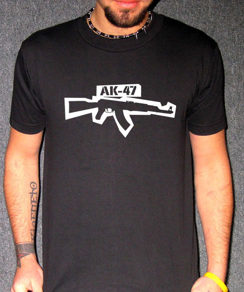 AK-47 STAMP gun army automatic weapon ak 47 BW SHIRT