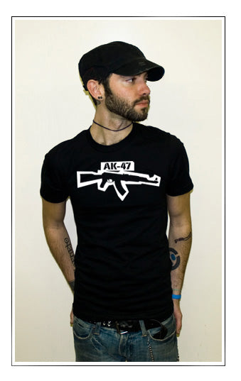 AK-47 STAMP gun army automatic weapon ak 47 BW SHIRT