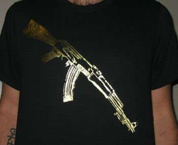 AK-47 DISTRESSED FOIL gun weapon crime army BGF SHIRT