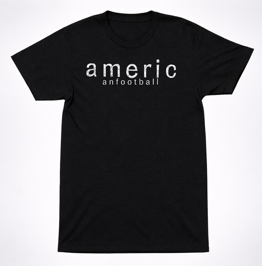 American Football Distressed Text Logo T-Shirt – Minimal Emo Rock Tee Black