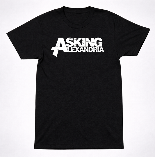 Asking Alexandria AA Text Logo Heavy Rock T-Shirt – Metal Metalcore Band Tee