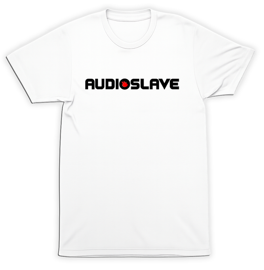 Audioslave Flame Logo Shirt Black Text Red Icon Hard Rock White Tee