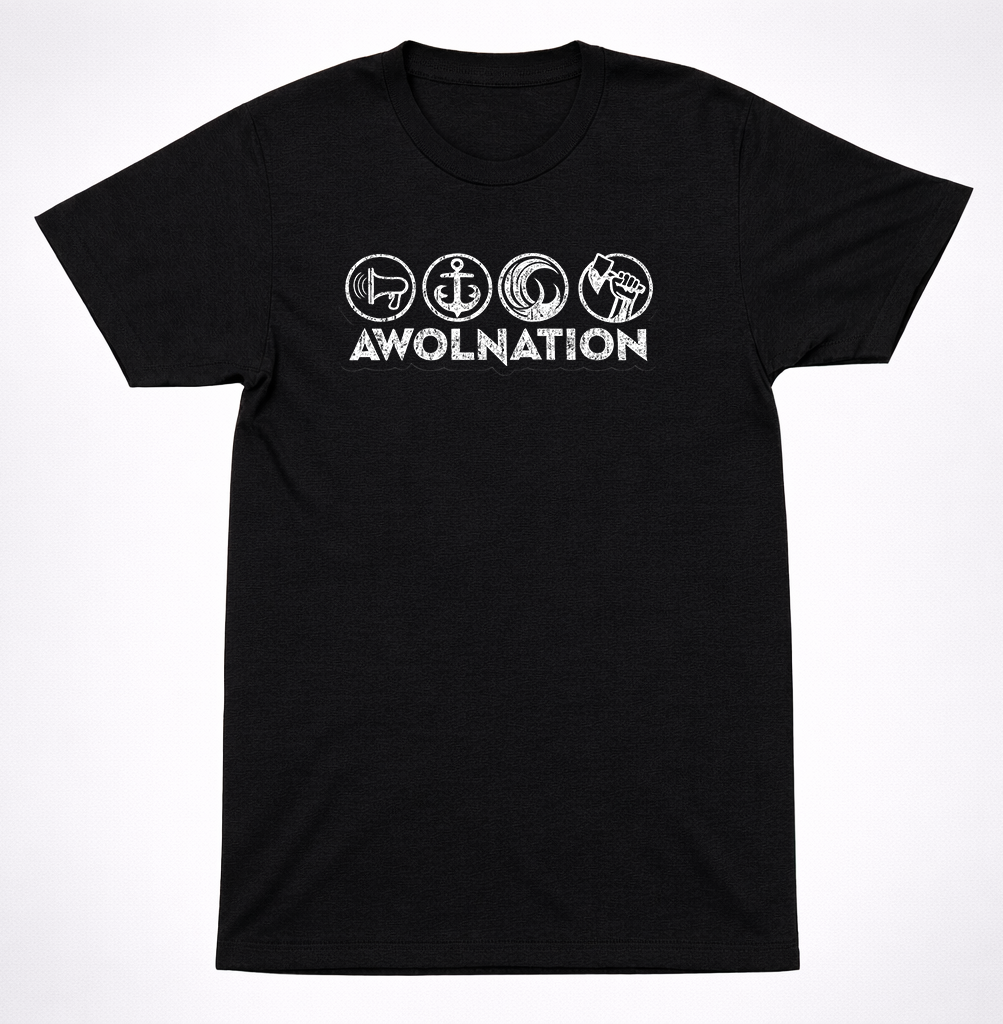 AWOLNATION Symbol Icons Shirt Alternative Rock Band Graphic Black T-Shirt