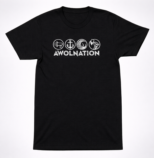 AWOLNATION Symbol Icons Shirt Alternative Rock Band Graphic Black T-Shirt