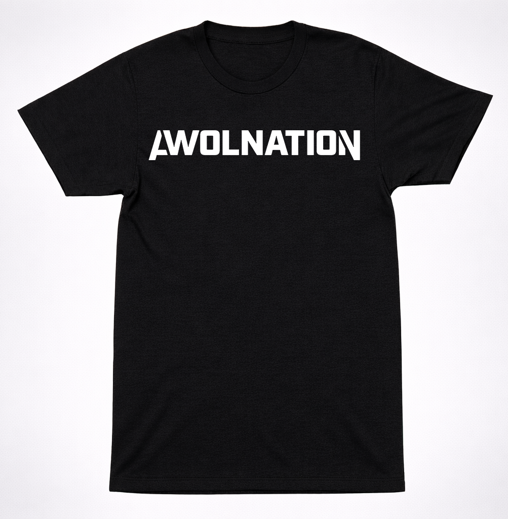 AWOLNATION Text Logo Shirt Alternative Rock Band Graphic Black T-Shirt
