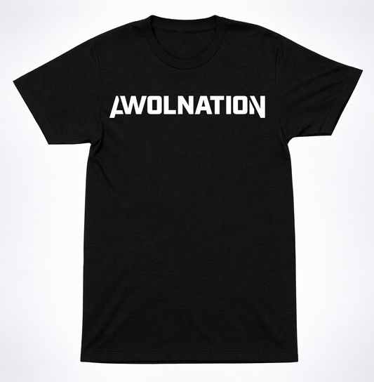 AWOLNATION Text Logo Shirt Alternative Rock Band Graphic Black T-Shirt