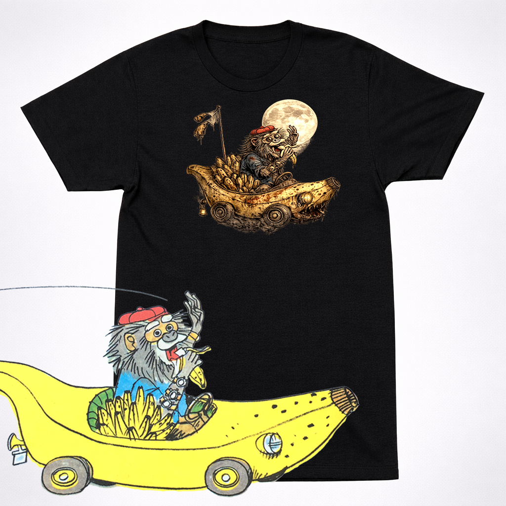 Horror Richard Scarry Bananas Gorilla Shirt Creepy Banana Car Cartoon Parody Tee