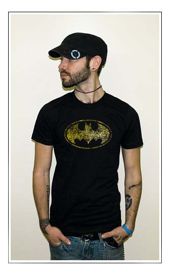 BATMAN SYMBOL GOLD FOIL super hero vintage retro SHIRT