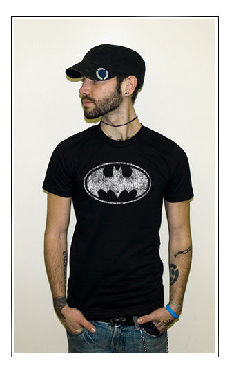 BATMAN SYMBOL DISTRESSED dc comic super hero BW SHIRT