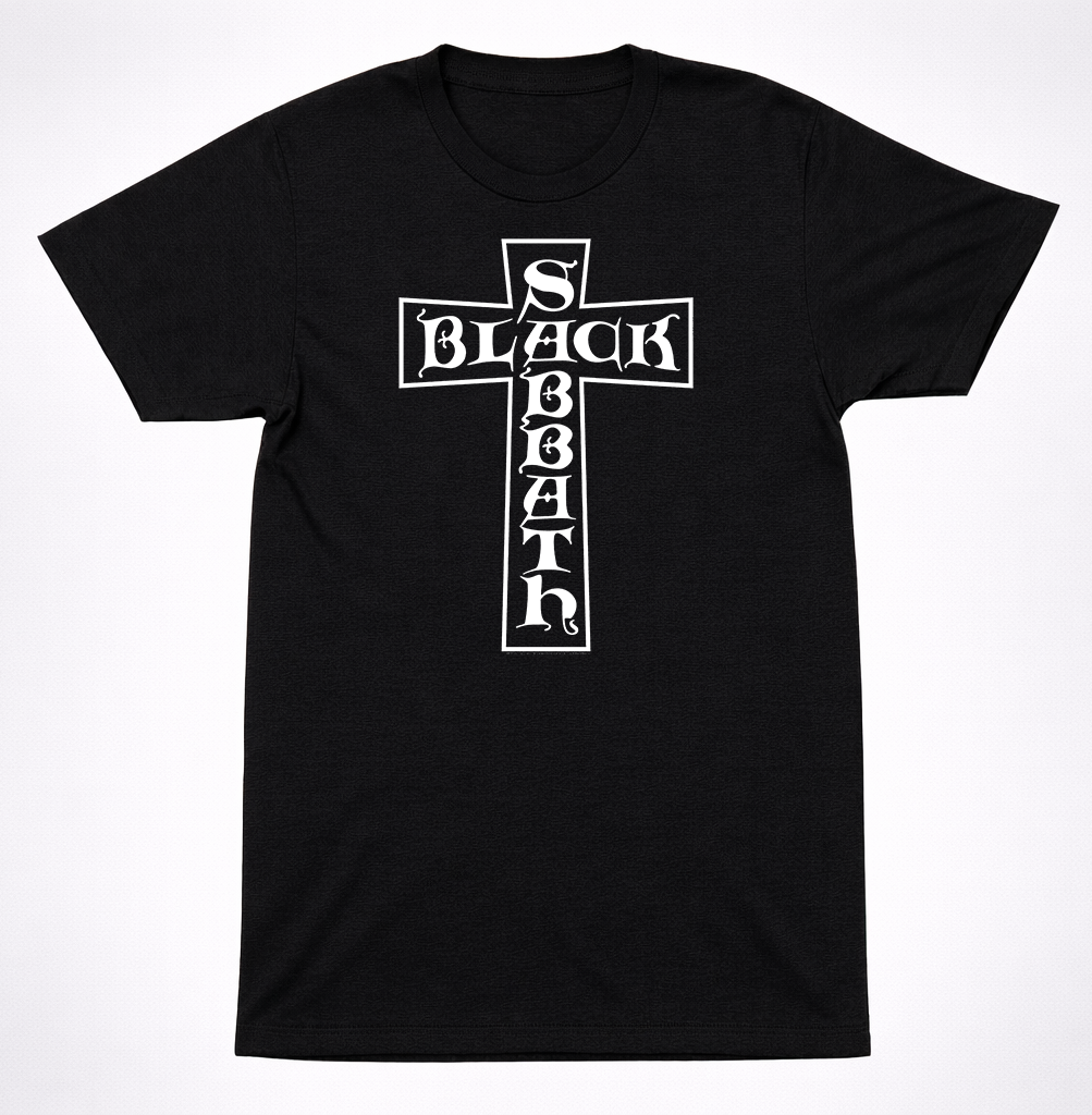 Black Sabbath Cross Logo Shirt Classic Heavy Metal Band T-Shirt