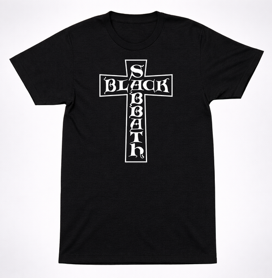 Black Sabbath Cross Logo Shirt Classic Heavy Metal Band T-Shirt