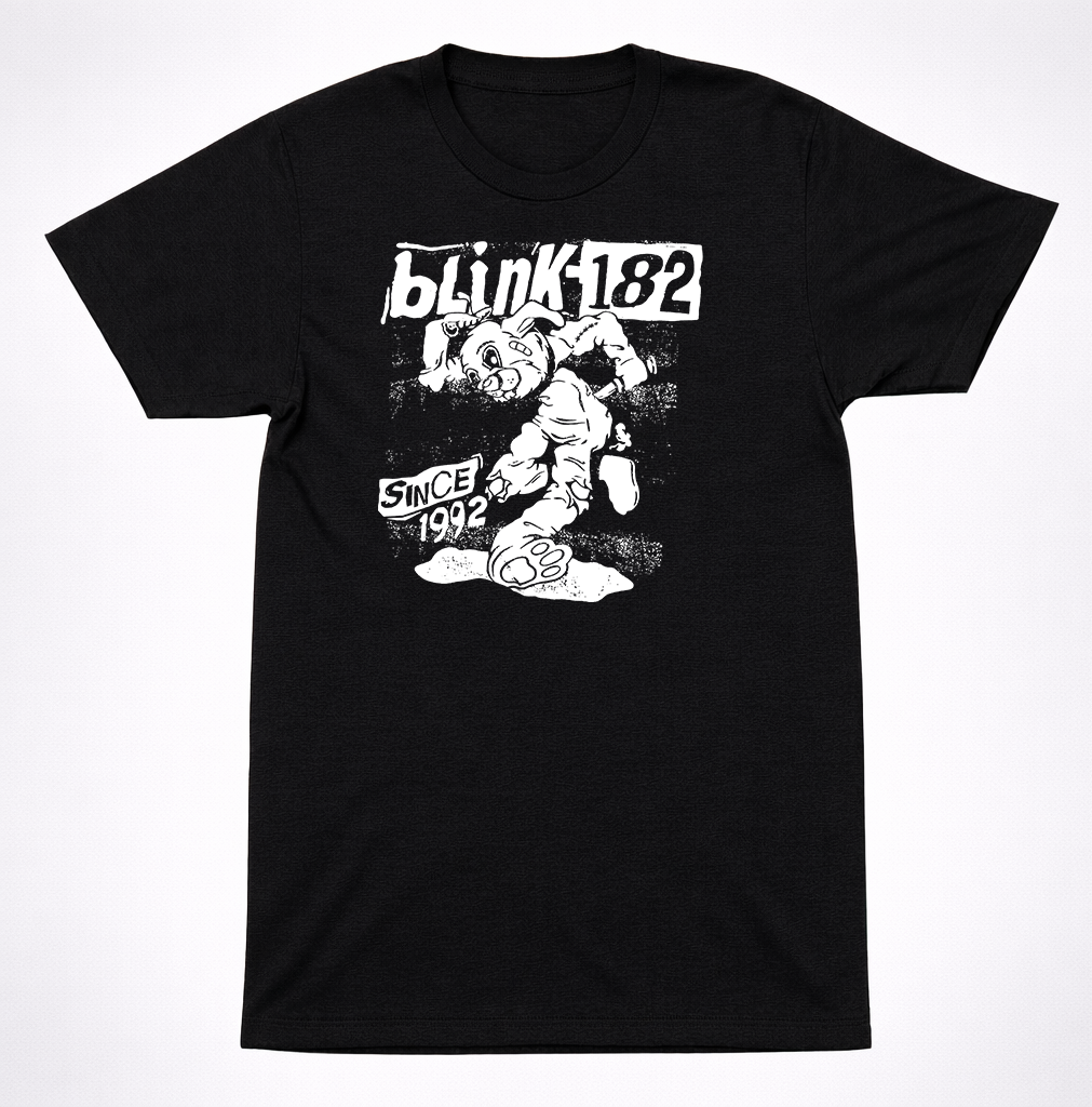 blink-182 Since 1992 Bunny T-Shirt – Classic Pop Punk Band Tee Black