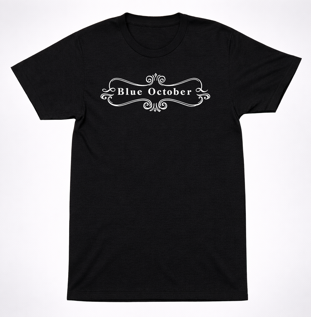 Blue October Ornate Crest Shirt Alternative Rock Band Minimal Logo Design