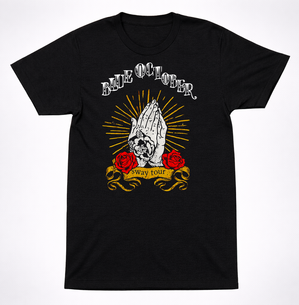 Blue October Praying Hands Shirt Alternative Rock Band Sway Tour Rose Art