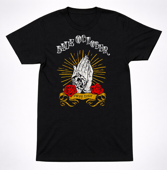 Blue October Praying Hands Shirt Alternative Rock Band Sway Tour Rose Art