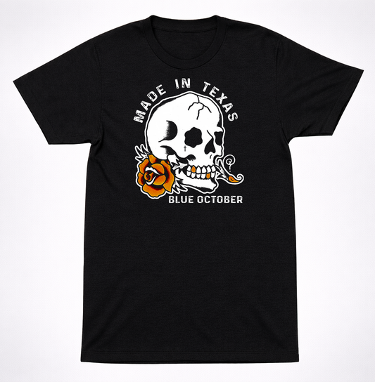 Blue October Skull Rose Shirt Alternative Rock Band Made in Texas Graphic