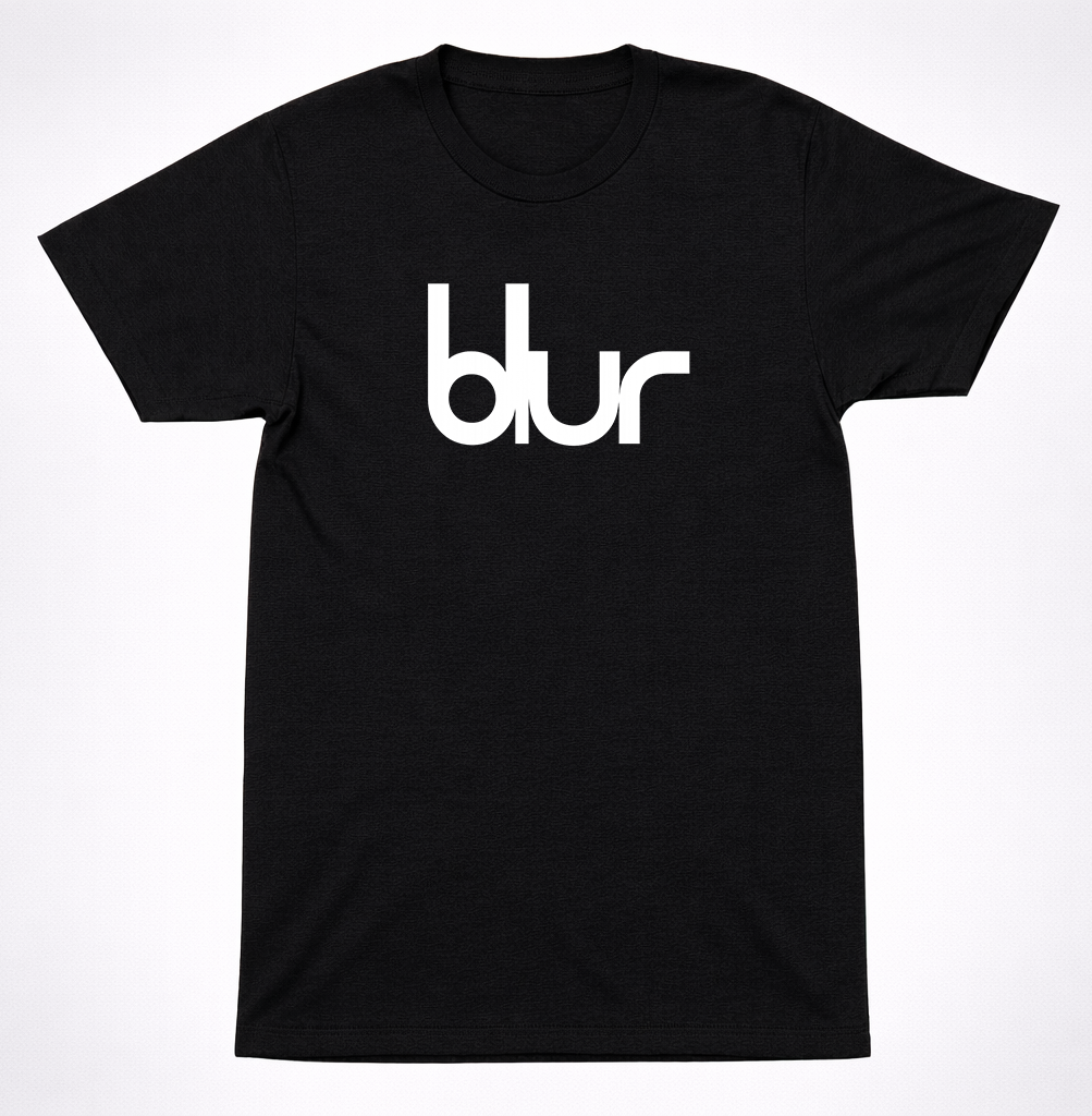 Blur Logo Shirt Britpop Alternative Rock Band Minimal White Text Black Tee
