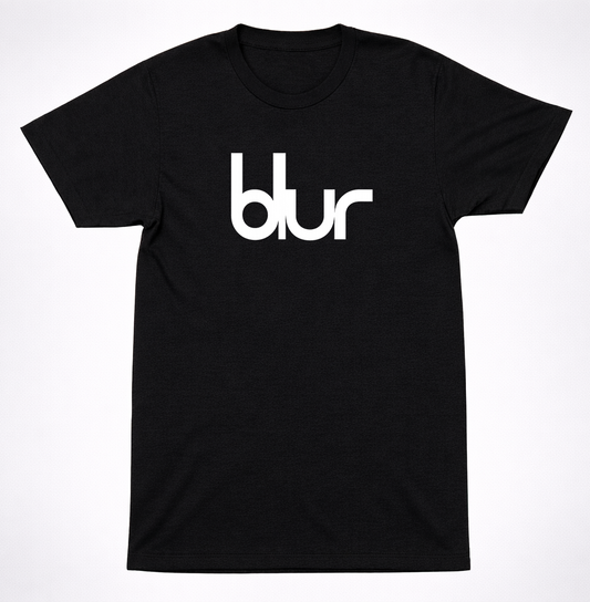 Blur Logo Shirt Britpop Alternative Rock Band Minimal White Text Black Tee