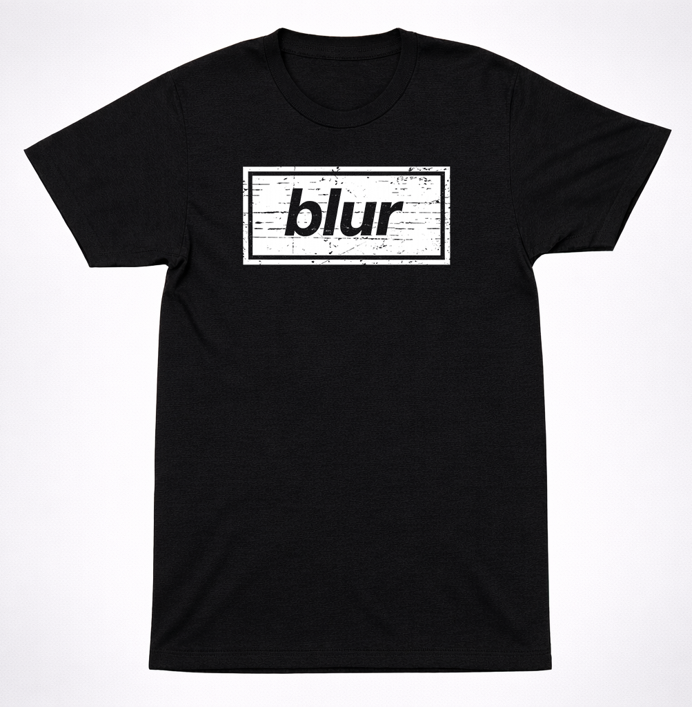 Blur Block Logo Shirt Britpop Alternative Rock Band Distressed White Box Tee