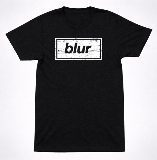 Blur Block Logo Shirt Britpop Alternative Rock Band Distressed White Box Tee