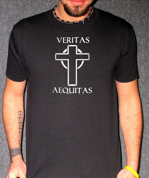 BOONDOCK SAINTS VERITAS AEQUITAS cross movie BW SHIRT