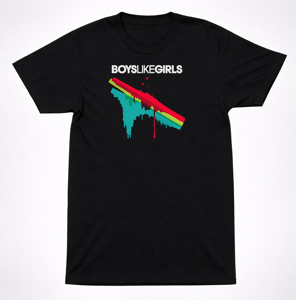 Boys Like Girls Color Logo T Shirt Pop Rock Band Tee Black Graphic Shirt