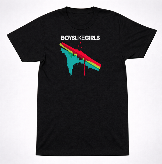 Boys Like Girls Color Logo T Shirt Pop Rock Band Tee Black Graphic Shirt