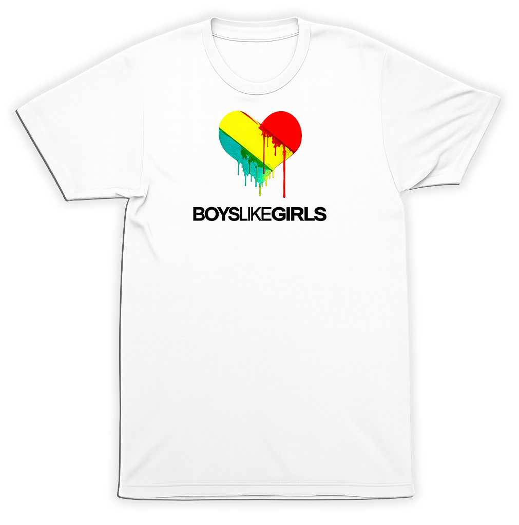 Boys Like Girls Heart Logo T Shirt Pop Rock Band Tee White Graphic Shirt