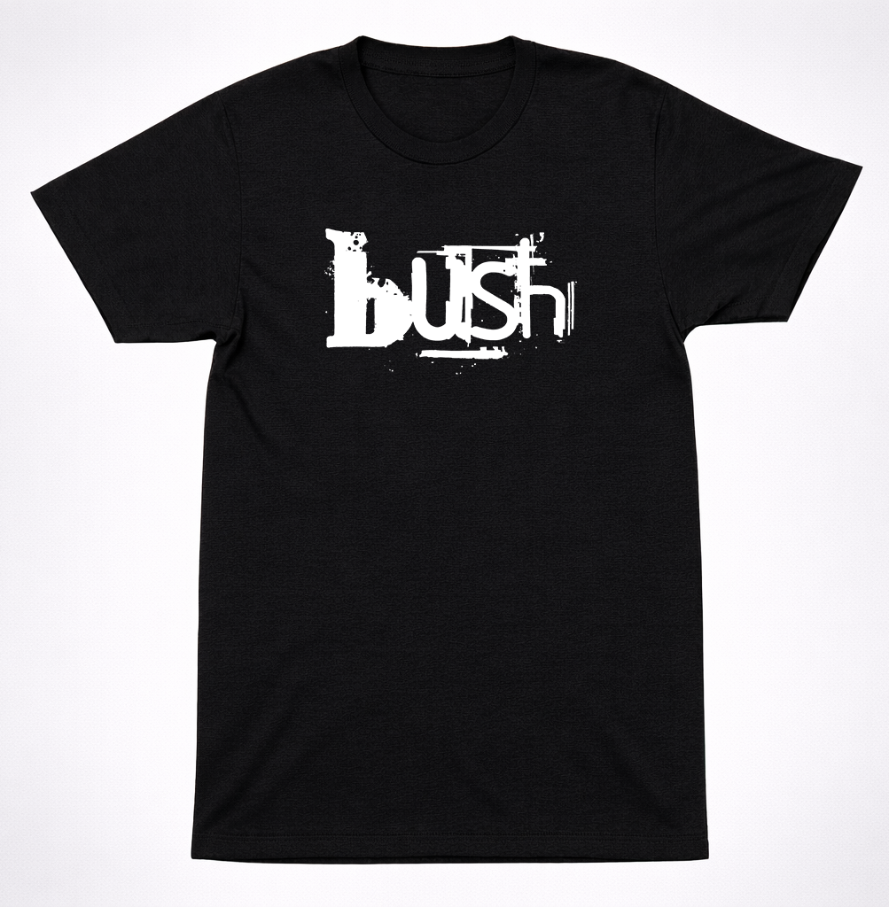 Bush Messy Logo Shirt 90s Grunge Alternative Hard Rock Band Classic Black Tee