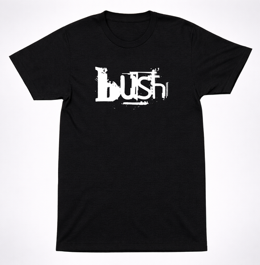 Bush Messy Logo Shirt 90s Grunge Alternative Hard Rock Band Classic Black Tee