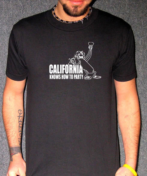 CALIFORNIA KNOWS HOW TO PARTY funny hollywood bar SHIRT