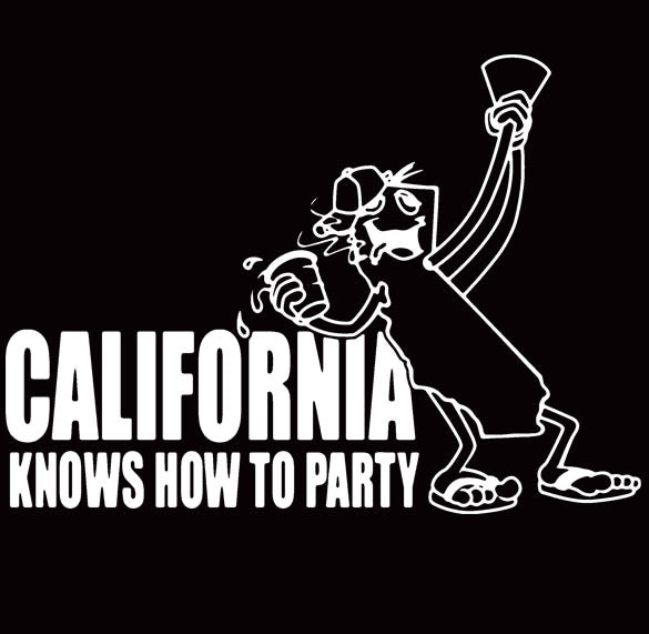 CALIFORNIA KNOWS HOW TO PARTY funny hollywood bar SHIRT