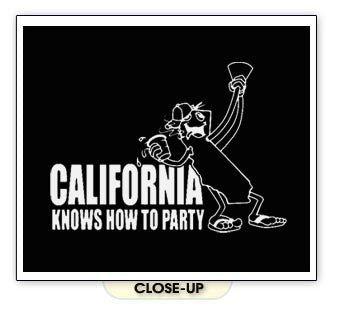 CALIFORNIA KNOWS HOW TO PARTY funny hollywood bar SHIRT