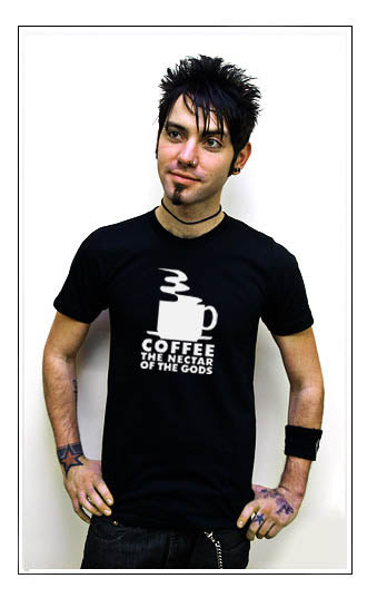 COFFEE NECTAR OF THE GODS beans latte caffine BW SHIRT