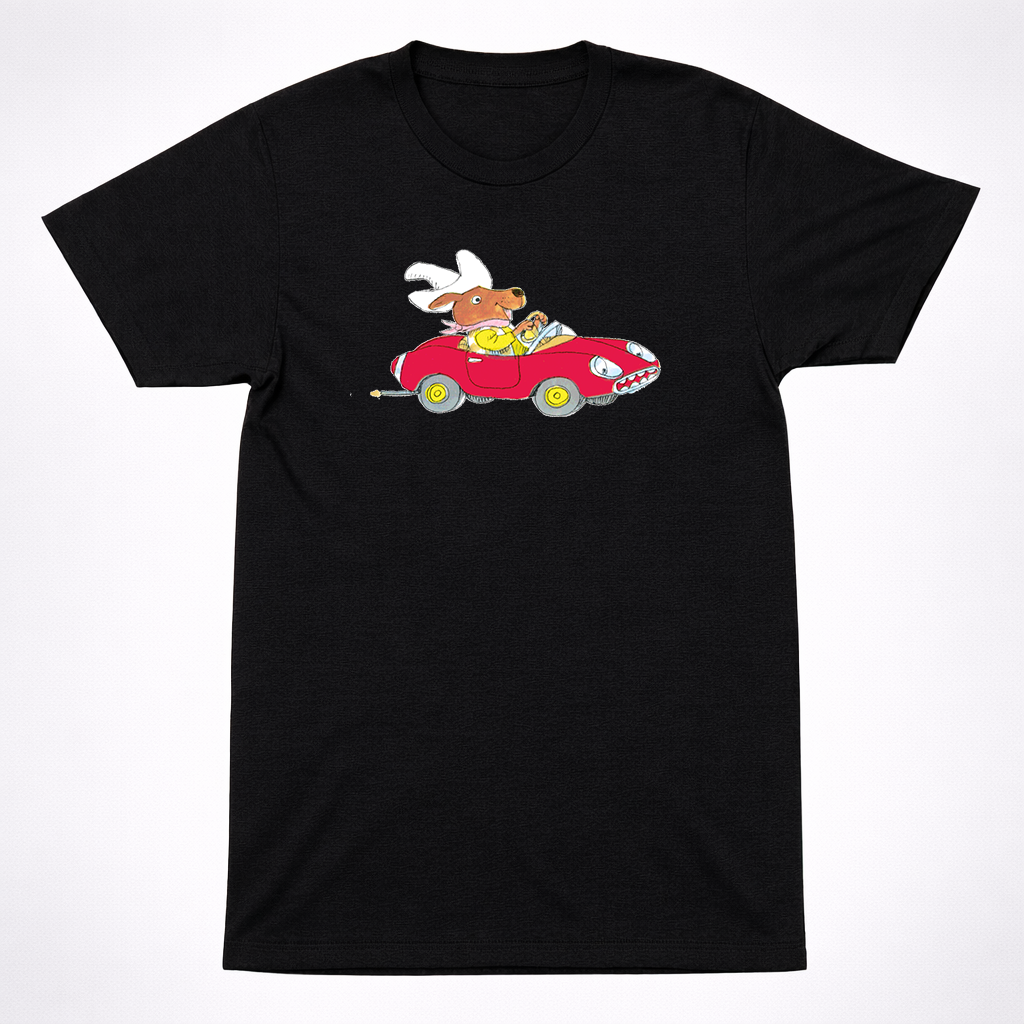 Richard Scarry Dingo Dog Shirt Kids Book Character Red Car Cartoon Driver Tee
