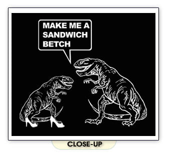 MAKE ME A SANDWICH BETCH dinosaur trex funny BW SHIRT