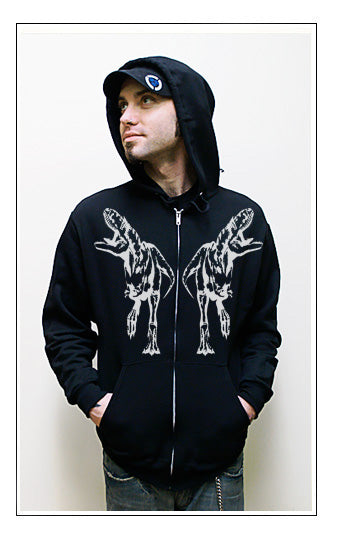 TREX dinosaur tyrannosaurus history retro ZIP UP HOODIE