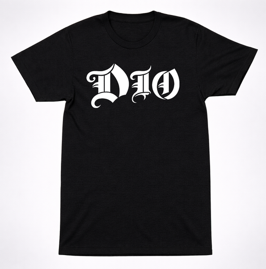 Dio Logo Shirt Heavy Metal Band Gothic Font Hard Rock Classic Black Tee
