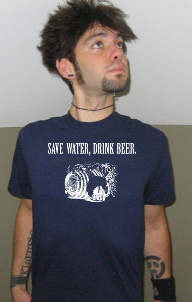 SAVE WATER DRINK BEER funny booze alcohol bar BW SHIRT