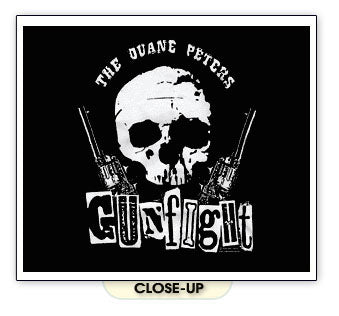 DUANE PETERS GUNFIGHT SINGLE SKULL us bombs BW SHIRT