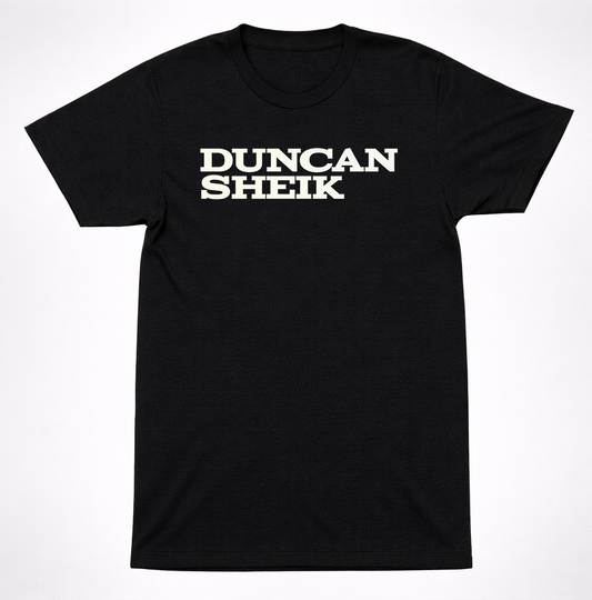 Duncan Sheik Name Shirt 90s Alternative Pop Minimal White Text Black Tee