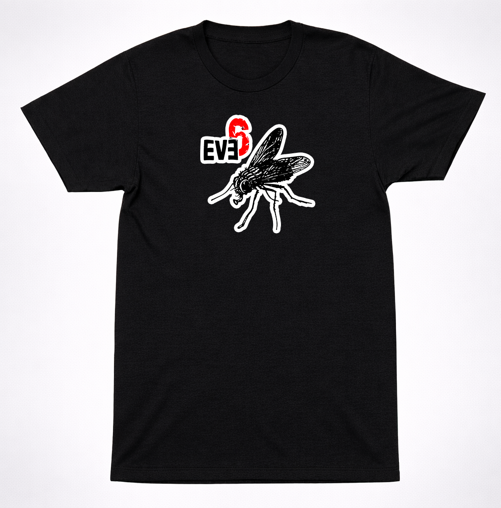 Eve 6 Fly Shirt Alternative Rock Band Insect Graphic 90s Rock Black Tee